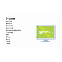 computer monitor geek text business card template