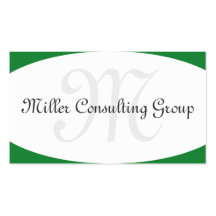 Concave Monogram Green Business Cards