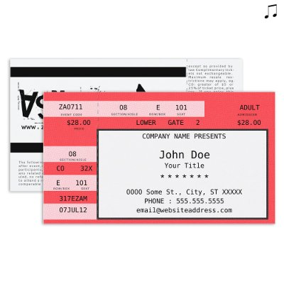 concert ticket business card template by asyrum