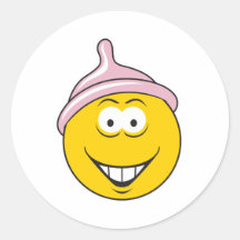 Condom Smiley Face Round Stickers