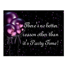 Confetti and Purple Balloons Party Invitation Post Card