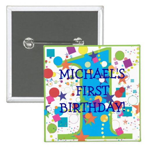 Confetti Circus Number One, First Birthday Buttons