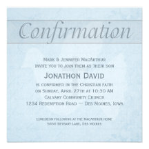 Confirmation Holy Spirit Dove and Cross Blue Invites