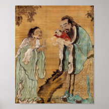 Confucius presenting Buddha to Laozi Posters
