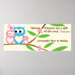 Congrats, Baby Girl Owl Baby Shower Banner Print
