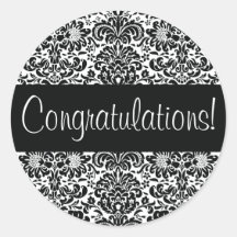 Congratulations Damask Envelope Seal Stickers