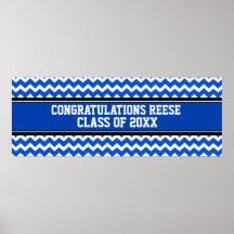 Congratulations Graduation Custom Name Banner Blue Poster