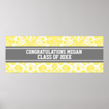 Congratulations Graduation Custom Name Banner Grey Poster