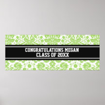 Congratulations Graduation Custom Name Banner Lime Poster