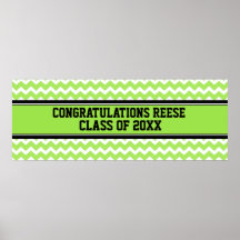 Congratulations Graduation Custom Name Banner Lime Poster
