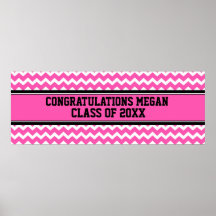 Congratulations Graduation Custom Name Banner Pink Print