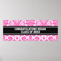 Congratulations Graduation Custom Name Banner Pink Print