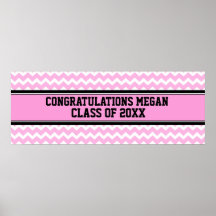 Congratulations Graduation Custom Name Banner Pink Poster