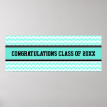 Congratulations Graduation Custom Year Banner Aqua Poster