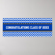 Congratulations Graduation Custom Year Banner Blue Print