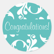 Congratulations Leaf Flourish Envelope Seal Round Stickers