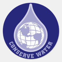 Conserve Water Round Sticker