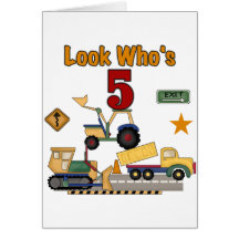 Construction 5th Birthday Tshirts and Gifts Cards
