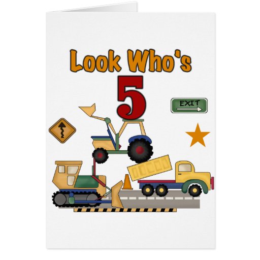 Construction 5th Birthday Tshirts and Gifts Cards