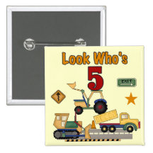 Construction 5th Birthday Tshirts and Gifts Pins