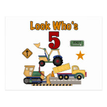 Construction 5th Birthday Tshirts and Gifts Post Card
