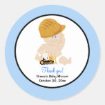 Construction Baby with Backhoe Round Favor Sticker stickers