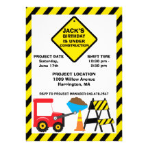 Construction Birthday Party Invitation