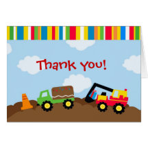 Construction Birthday Thank you note cards