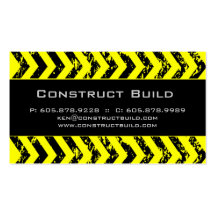 Construction Business Card Grunge yellow black