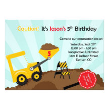 Construction Dump Truck Invitation