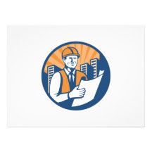Construction Engineer Architect Foreman Retro Custom Invitation