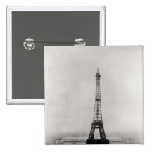 Construction of the Eiffel Tower Pinback Buttons