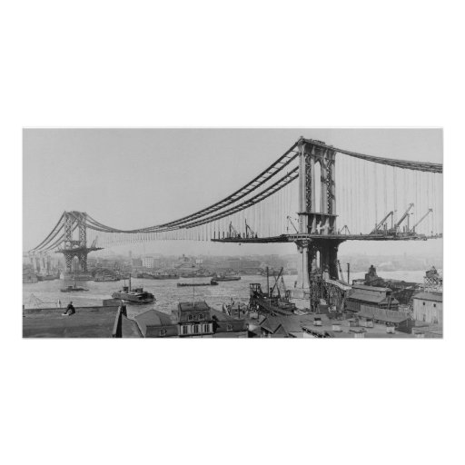 Construction of the Manhattan Bridge March 23 1909 Customized Photo Card