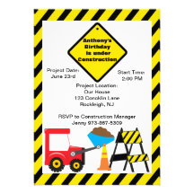 Construction Site Boys Birthday Invitation