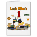 Construction Vehicles 1st Birthday Tshirts Greeting Card