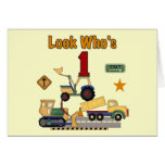 Construction Vehicles 1st Birthday Tshirts Card