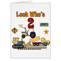 Construction Vehicles 2nd Birthday Greeting Card