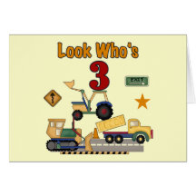Construction Vehicles 3rd Birthday Tshirts Cards