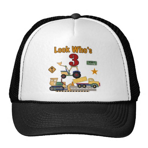 Construction Vehicles 3rd Birthday Tshirts Mesh Hat