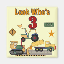 Construction Vehicles 3rd Birthday Tshirts Refrigerator Magnet