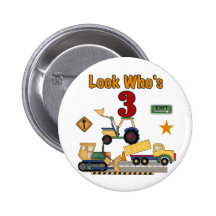 Construction Vehicles 3rd Birthday Tshirts Pin