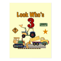 Construction Vehicles 3rd Birthday Tshirts Post Card