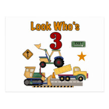Construction Vehicles 3rd Birthday Tshirts Post Card