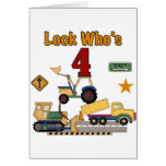 Construction Vehicles 4th Birthday Tshirts Cards