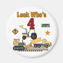 Construction Vehicles 4th Birthday Tshirts Magnet