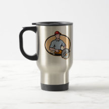 Construction Worker Concrete Saw Consaw Cartoon Coffee Mug