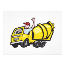 Construction Worker Driver Cement Mixer Truck Custom Invitations