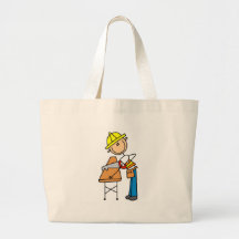 Construction Worker Sawing Board Canvas Bag