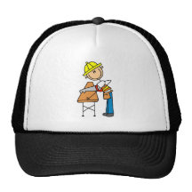 Construction Worker Sawing Board Hat