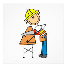 Construction Worker Sawing Lumber Gifts Announcements